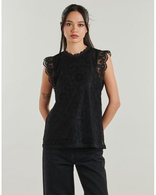 Pieces Black Blouse Pcolline Sl Lace Top
