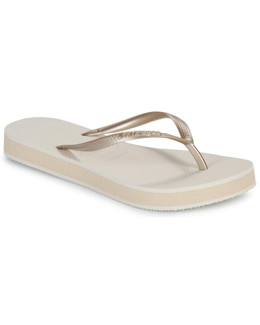 Havaianas White Flip Flops / Sandals (shoes) Slim Flatform
