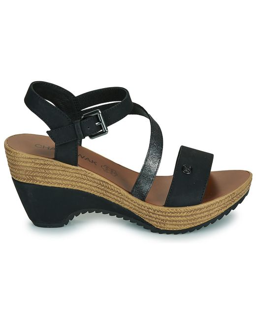 Chattawak Black Wedge Sandals Maelle