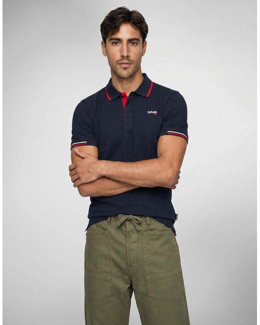 Schott Nyc Blue Devon Polo Shirt for men