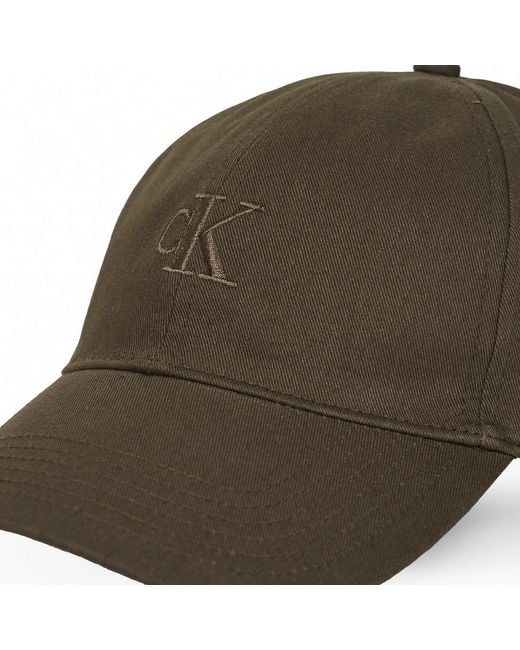 Calvin Klein Green Cap Monogram Embroidery Baseball Cap
