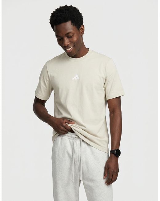 Adidas White T Shirt Essentials Small Logo Single Jersey T-shirt for men