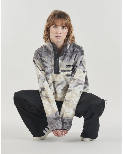 Columbia Gray Fleece Jacket Helvetia Ii Printed Cropped Half Snap Fleece