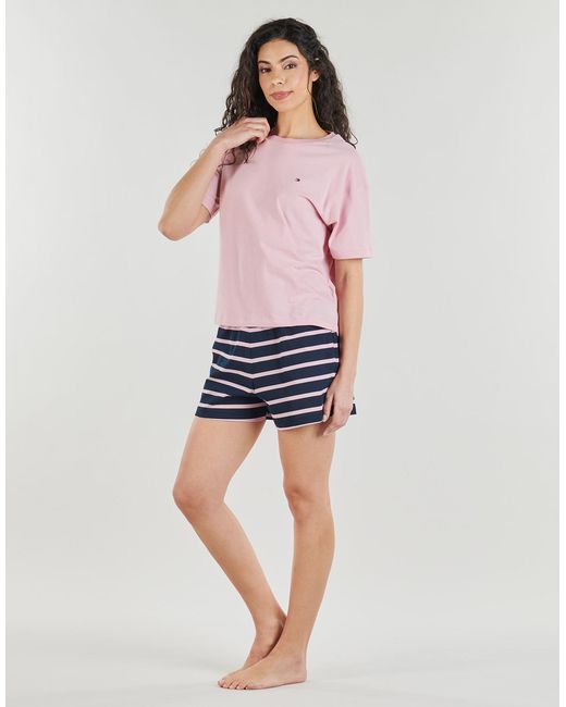 Tommy Hilfiger Pink Sleepsuits Ss Prt Pj Short Set (ext. Sizes)