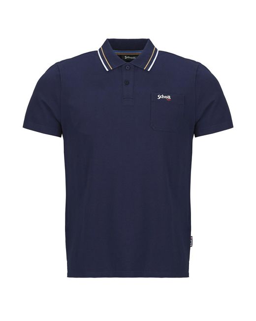 Schott Nyc Blue Polo Shirt Ps Danny for men