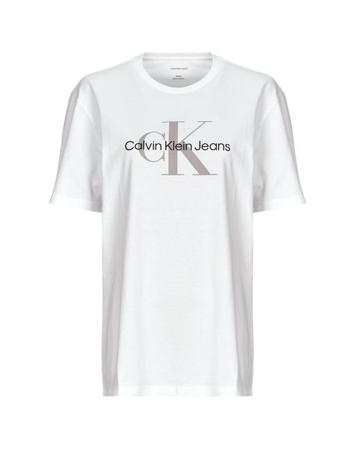 Calvin Klein White T Shirt Ss Hero Monologo Tee 30s