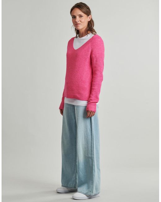 Pieces Pink Sweater Ellen V Neck