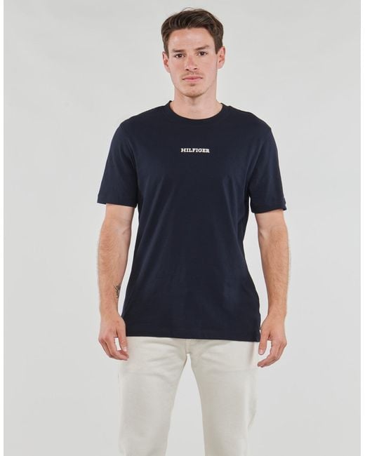 Tommy Hilfiger Blue T Shirt Monotype Small Chest Placement for men