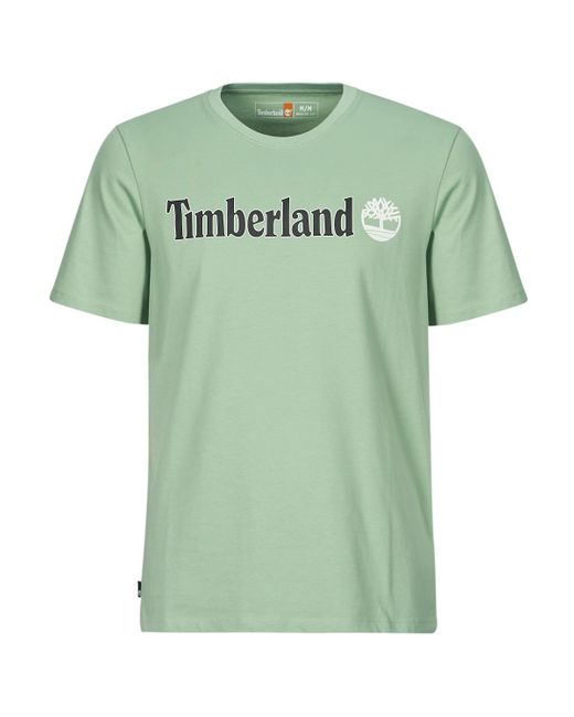 Timberland Green T Shirt Linear Logo Short Sleeve Tee for men