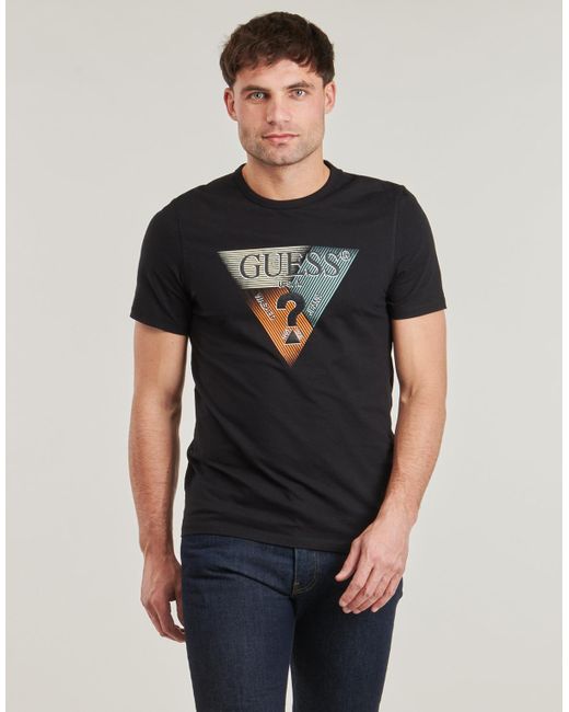 Guess Black T Shirt Triangle Tee for men