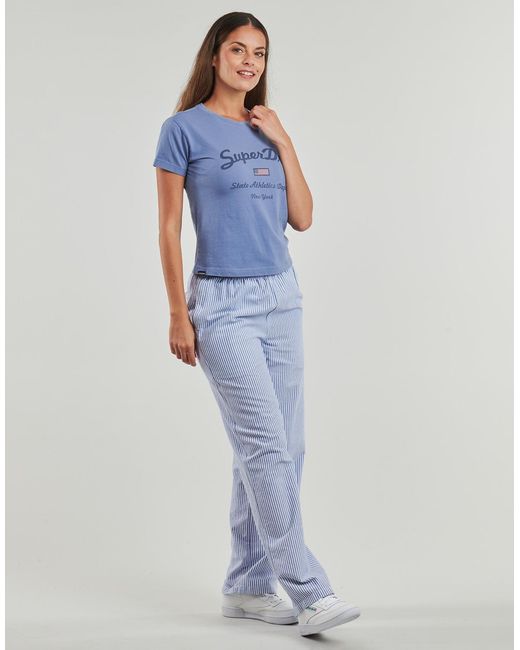Superdry Blue T Shirt Ath Ess Fitted Graphic Tee