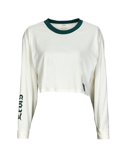 Levi's White Long Sleeve T-shirt Graphic Ls Crop Reese