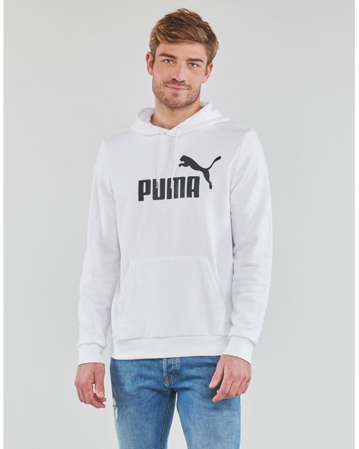 PUMA White Ess Big Logo Hoodie Fl Sweatshirt for men