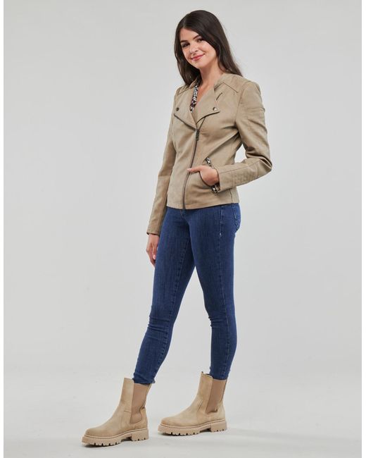 ONLY Natural Leather Jacket Onlava Faux Leather Biker Otw