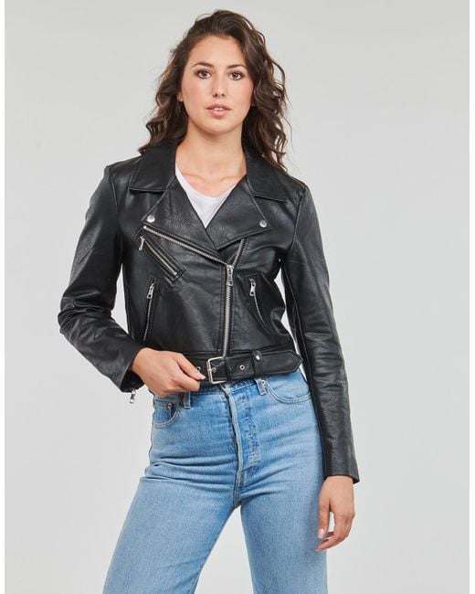 ONLY Black Leather Jacket Onlnewvera Faux Leather Biker Cc Otw