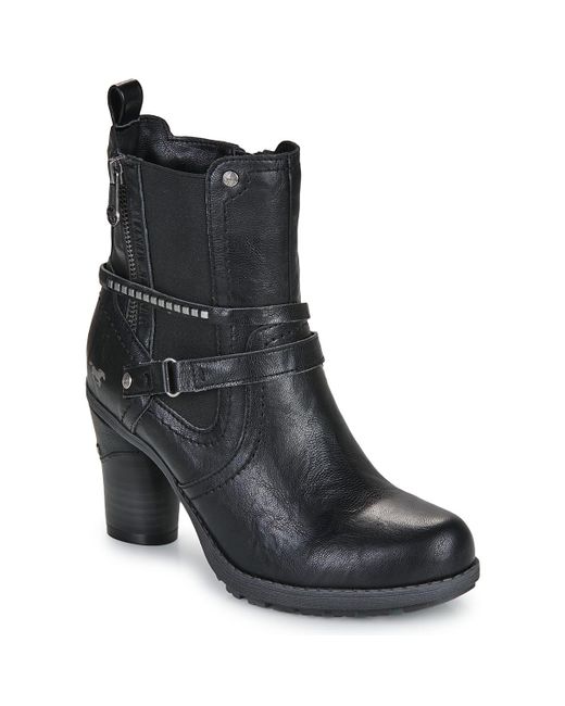 Mustang Black Low Ankle Boots Palma