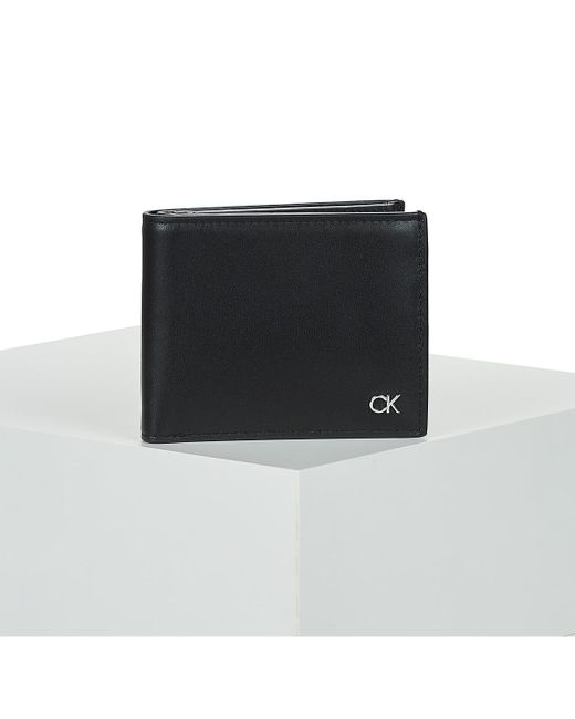 Calvin Klein Black Purse Wallet Metal Ck Bifold 5ccw/coin for men