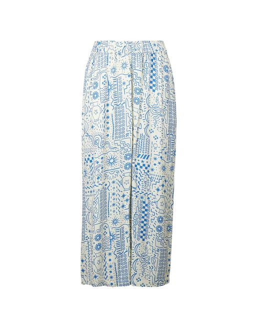 Billabong Blue Wide Leg / Harem Trousers Follow Me Prntd Elst Pnt