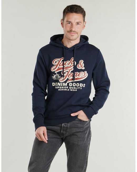 Jack & Jones Blue Hoodies Jjelogo Sweat for men