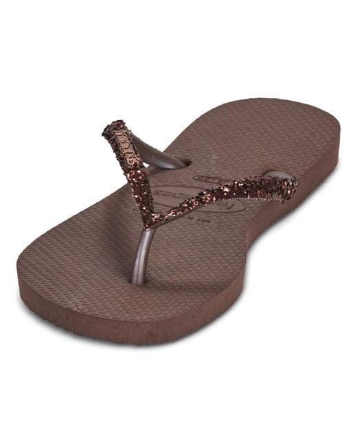 Havaianas Brown Flip Flops / Sandals (shoes) Slim Glitter Ii