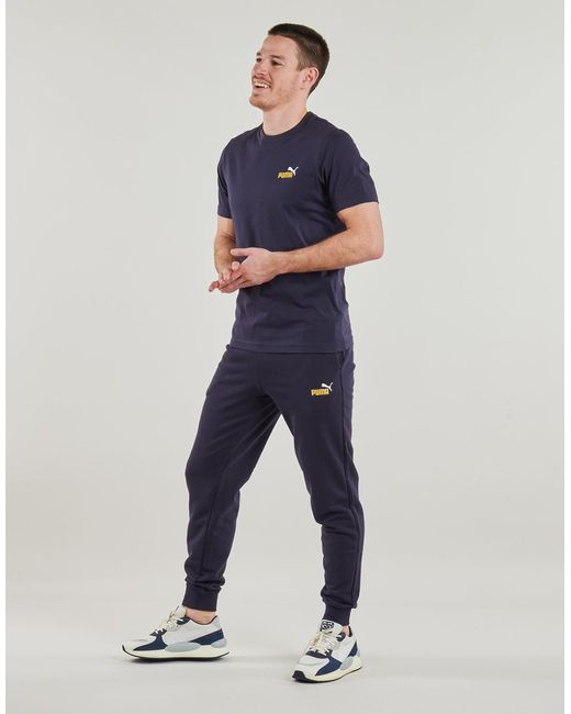 PUMA Blue T Shirt Ess 2 Color Small Logo Tee for men