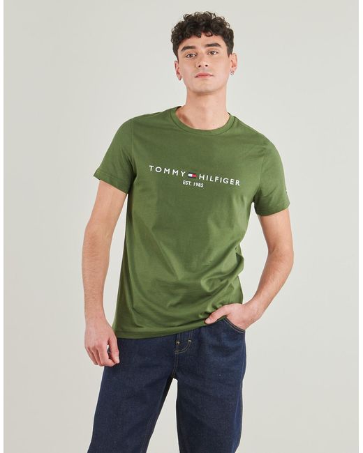 Tommy Hilfiger Green T Shirt Tommy Logo Tee for men