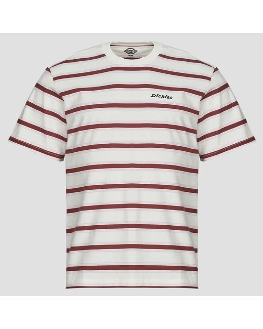 Dickies White T Shirt York Stripe Tee Ss Egret for men