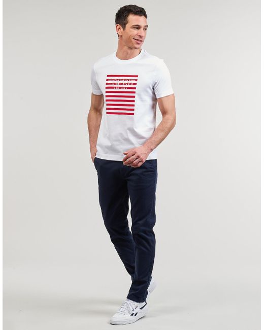 Esprit White T Shirt Ocs Logo Stripe for men