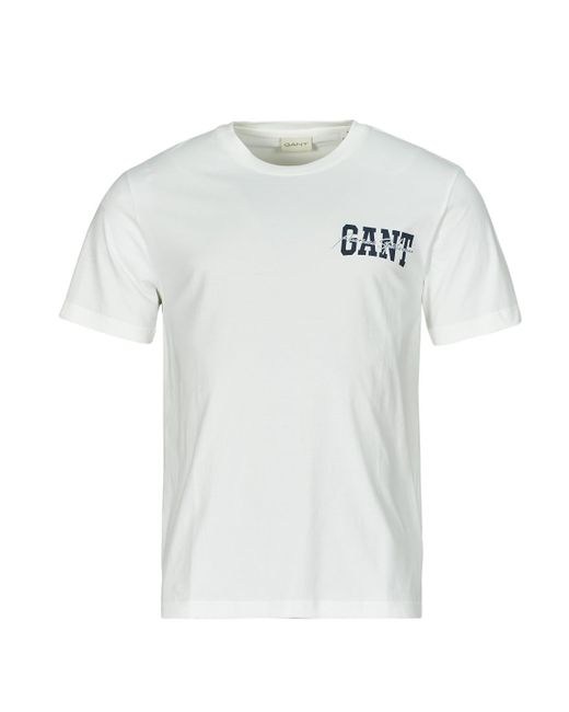 Gant White T Shirt Arch Script Ss T-shirt for men