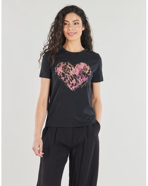 Desigual Black T Shirt Tiger Cor