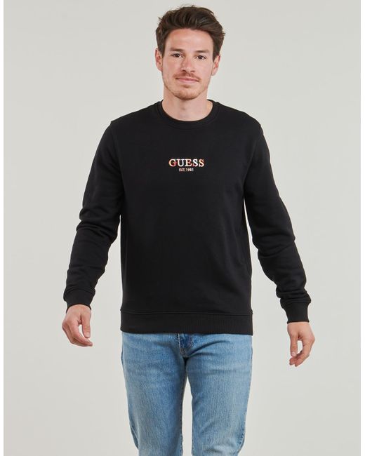 Guess Black Sweatshirt Logo Cn for men