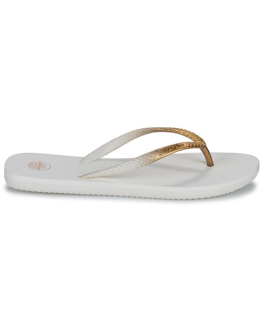 Superdry White Flip Flops / Sandals (shoes) Tong Metallisees Core