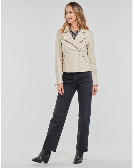 ONLY Natural Onlgemma Faux Leather Biker Otw Noos Leather Jacket