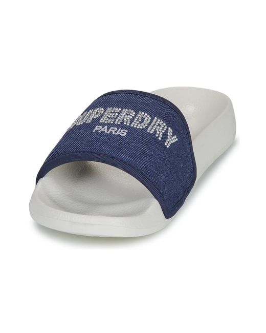 Superdry Blue Tap-dancing Sandale Piscine Luxe Strass