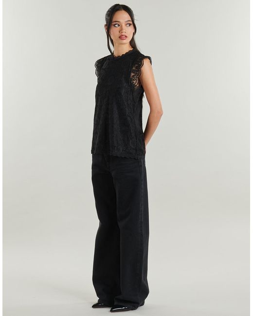 Pieces Black Blouse Pcolline Sl Lace Top