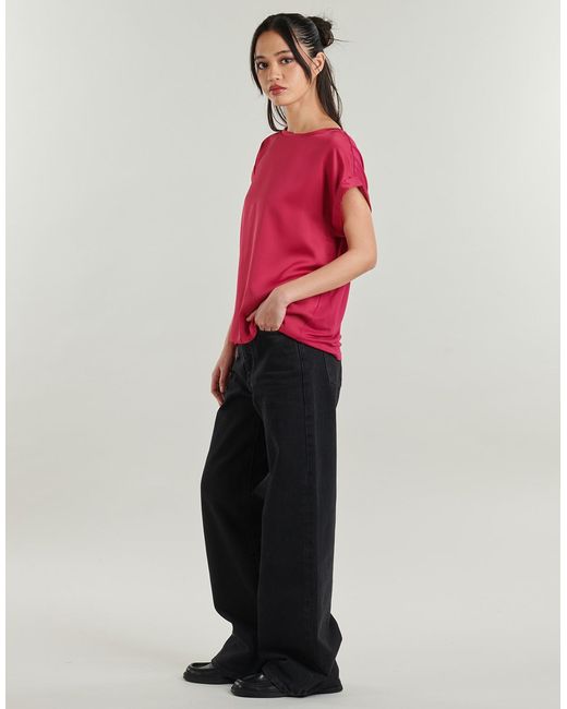 Vila Red Blouse Viellette S/s Satin