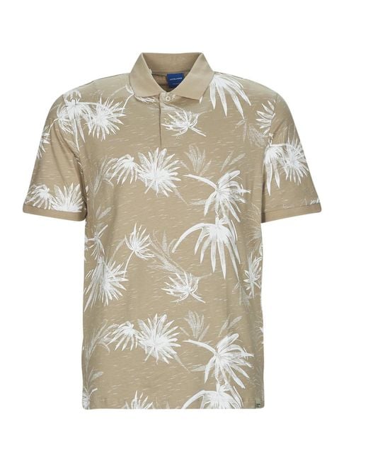 Jack & Jones Natural Polo Shirt Jorcrayon Aop Polo Ss for men