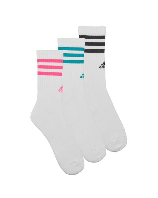 Adidas White Socks 3-stripes Cushioned Crew Socks 3 Pairs