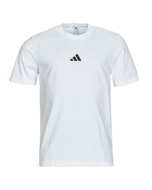 Adidas White T Shirt Essentials Small Logo Single Jersey T-shirt for men