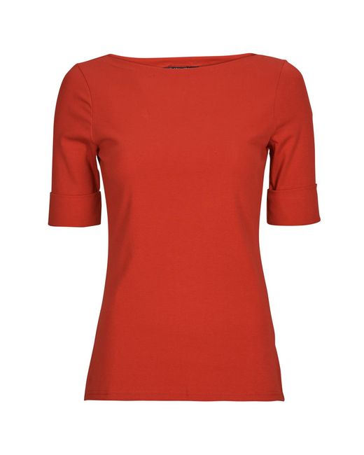 Ralph Lauren Red Long Sleeve T-shirt Judy-elbow Sleeve-knit
