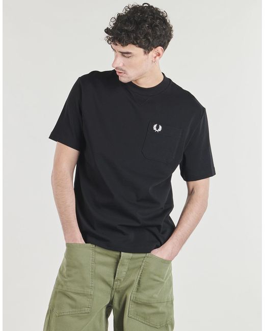 Fred Perry Black T Shirt Pocket Detail T-shirt for men