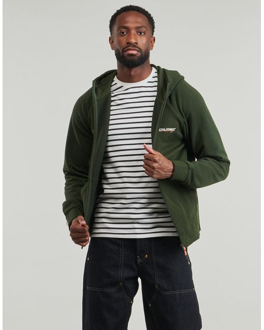 Jack & Jones Green Hoodies Jjthatcher Sweat for men