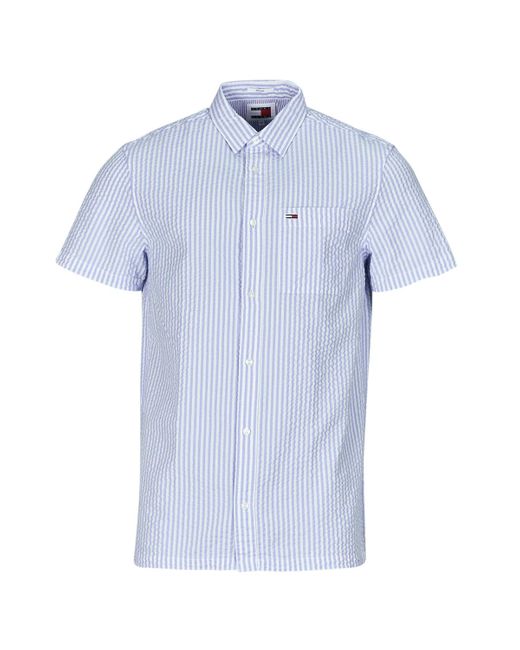 Tommy Hilfiger Blue Short Sleeved Shirt Tjm Reg Stripe for men