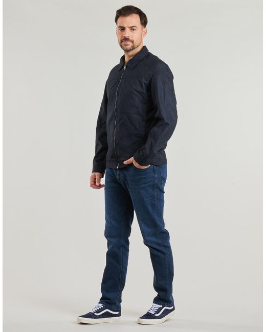 Jack & Jones Blue Leather Jacket Jjedylan for men