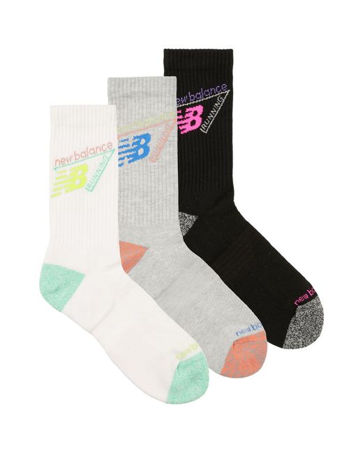 New Balance Black Sports Socks Active Graphic Crew Socks 3 Pack