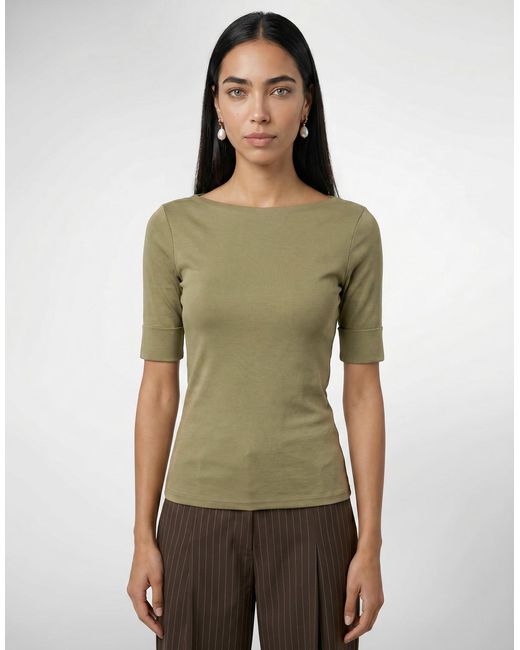 Ralph Lauren Green Long Sleeve T-shirt Judy Elbow Sleeve Knit