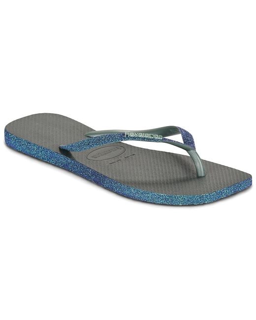 Havaianas Blue Flip Flops / Sandals (shoes) Square Sparkle