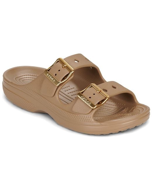 CROCSTM Brown Mules / Casual Shoes Saturday Metallic Buckle Sandal W