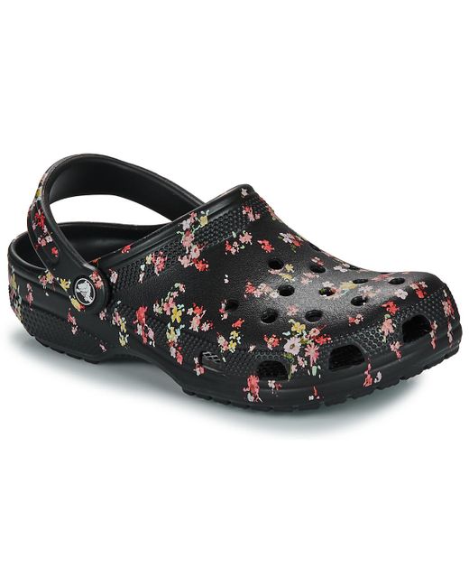 CROCSTM Black Clogs (shoes) Classic Ditsy Floral Clog