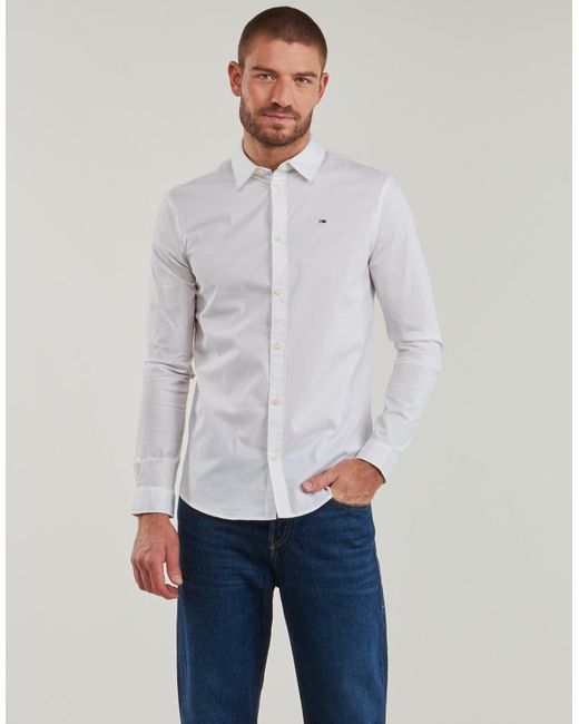 Tommy Hilfiger White 's Tjm Original Long Sleeve Shirt for men